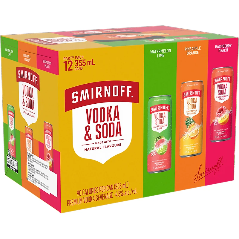 BCLIQUOR Smirnoff Vodka And Soda - Party Pack Can