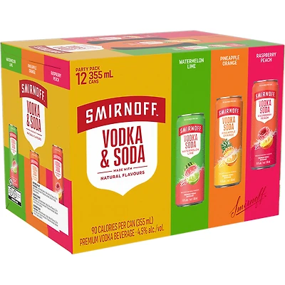 BCLIQUOR Smirnoff Vodka And Soda - Party Pack Can