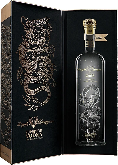 BCLIQUOR Royal Dragon Imperial Vodka With 23 Carat Gold Leaves