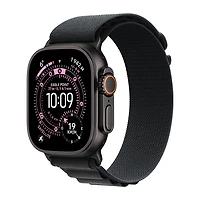 Apple Watch Ultra 3 - boîtier en Noir Titane de 49mm - bracelet Noir Alpin à rabat (grand)