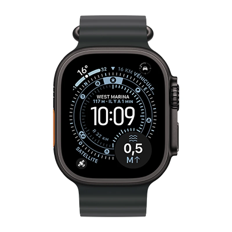 Apple Watch Ultra 3 - boîtier en Noir Titane de 49mm - bracelet Noir Océan