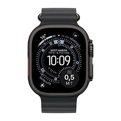 Apple Watch Ultra 3 - boîtier en Noir Titane de 49mm - bracelet Noir Océan