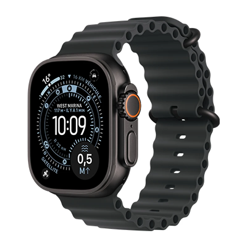 Apple Watch Ultra 3 - boîtier en Noir Titane de 49mm - bracelet Noir Océan