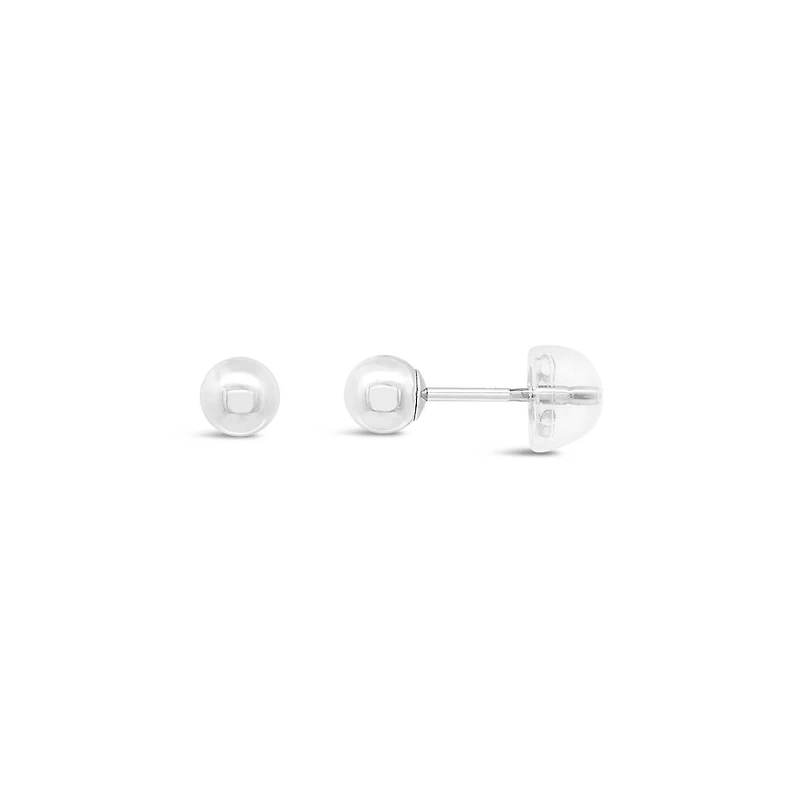 10K White Gold 4mm Ball Earring