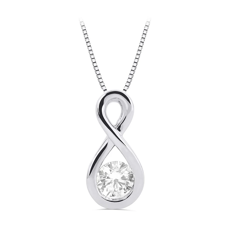Sterling Silver Created White Sapphire Infinity Necklace and Earring Set
