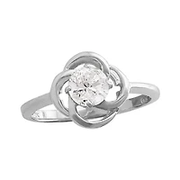 10K White Gold White Topaz Flower Ring