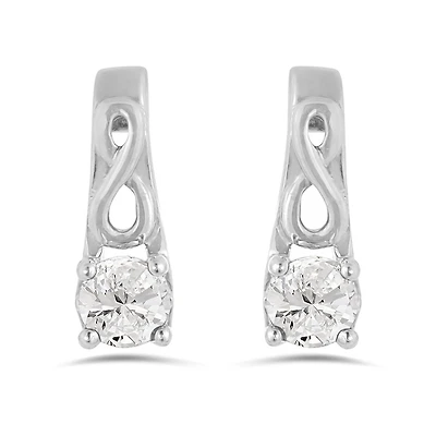 10K White Gold White Topaz Infinity Earring