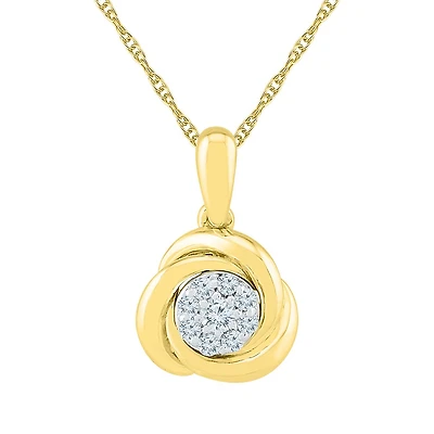 10K Yellow Gold Knot Pendant 0.15CTW