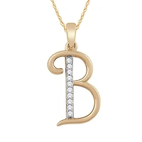 10K Yellow Gold Diamond Initial " B" Pendant