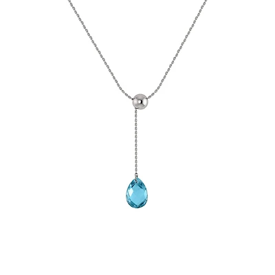 Sterling Silver Blue Topaz Adjustable Pendant