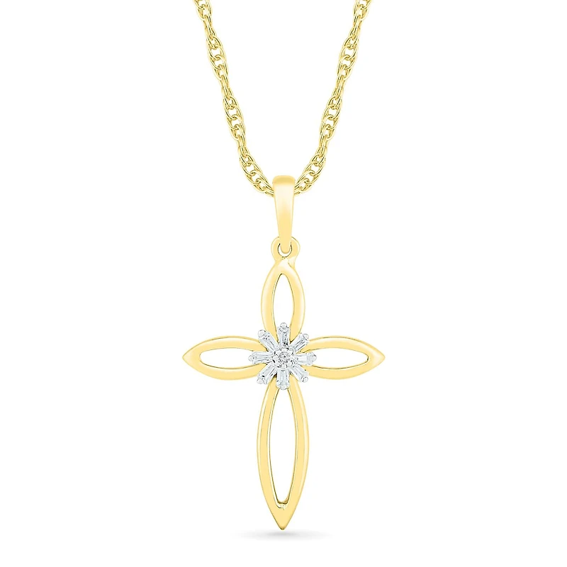 10K Yellow Gold 0.05CTW Diamond Cross Pendant