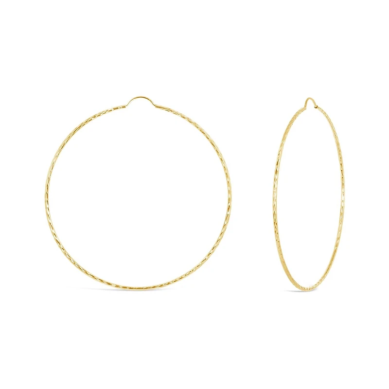 10K Yellow Gold 50mm Diamond Cut Hoop Earrings
