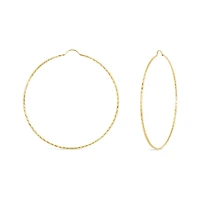 10K Yellow Gold 50mm Diamond Cut Hoop Earrings