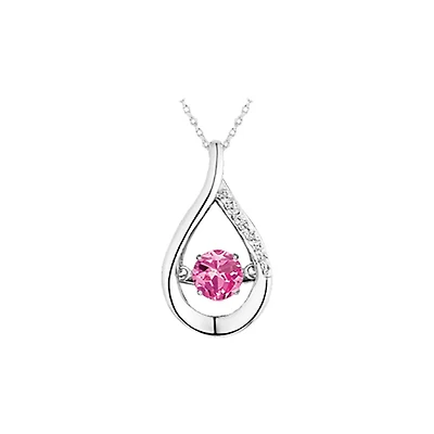 Sterling Silver Created Sapphire & Cubic Zirconia Dancing Pendant