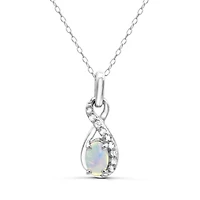Sterling Silver Opal & White Topaz Pendant