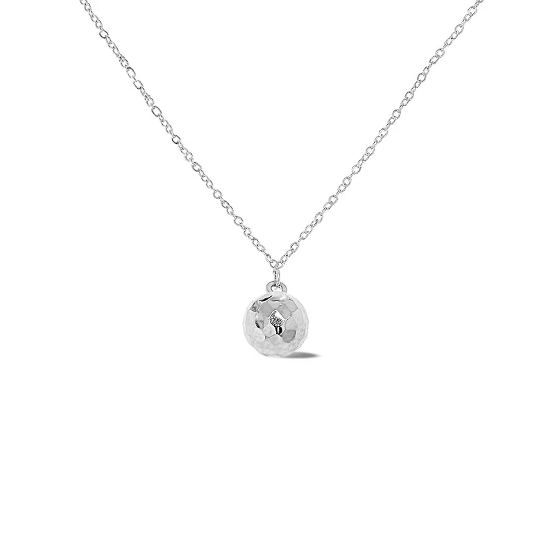 10K White Gold 18" Ball Diamond Cut Necklace