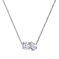 Sterling Silver 18" Pear & Cushion Cut Cubic Zirconia Necklace