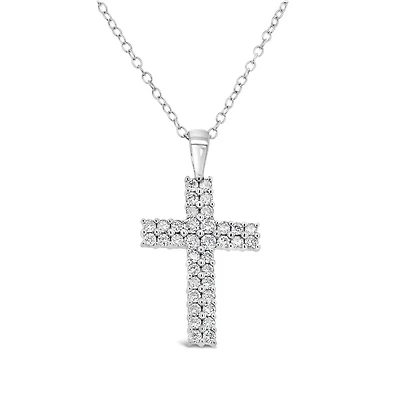 10K White Gold 0.50CTW Diamond Cross Pendant