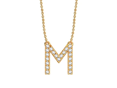 Bella Moda 10K Yellow Gold 0.10CTW Diamond Initial "M" Necklace