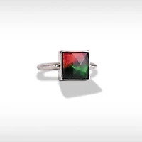 KORITE ESSENTIALS Sterling Silver Square Ammolite Ring