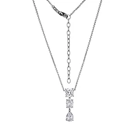 Sterling Silver Cubic Zirconia Drop Necklace 16" + 2" Extender