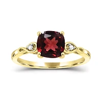10K Yellow Gold Garnet & Diamond Infinity Ring