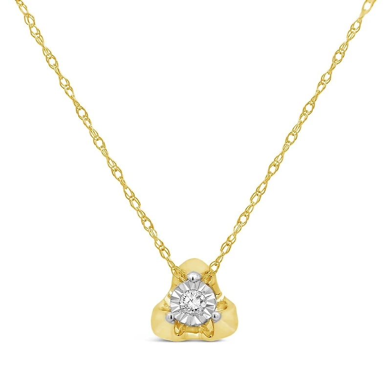 Solitaire Diamond Pendant in 10K Yellow Gold