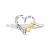 Diamond Heart Promise Ring in Sterling Silver and 10K Yellow Gold