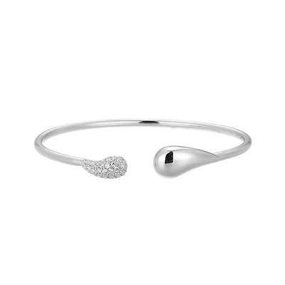 ELLE "Raindrop" Rhodium Plated Cubic Zirconia & Polish Pear Shape Bangle