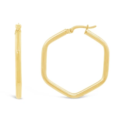 10K Yellow Gold Geometric Hoop Earring