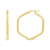 10K Yellow Gold Geometric Hoop Earring