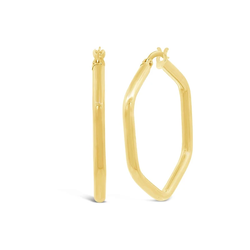 10K Yellow Gold Geometric Hoop Earring