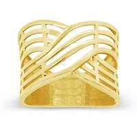 10K Yellow Gold Criss Cross Wave Ring