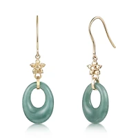 10K Yellow Gold Jade Drop Earrings