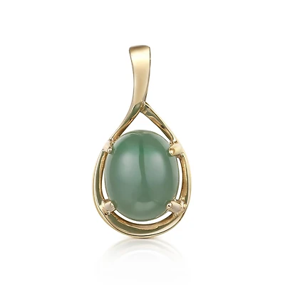 10K Yellow Gold Jade Pendant No Chain