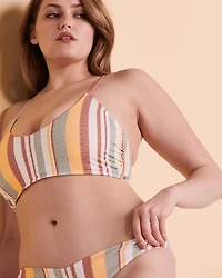 IRREGULAR STRIPE D Cup Bikini Top