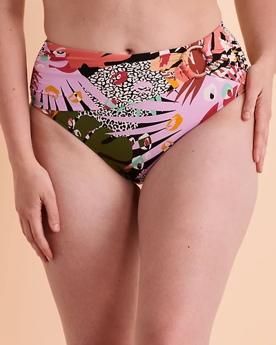 LET'S GET LOUD Draped High Waist Bikini Bottom