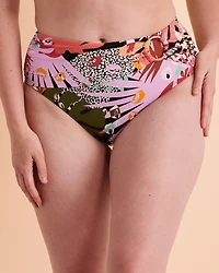 LET'S GET LOUD Draped High Waist Bikini Bottom