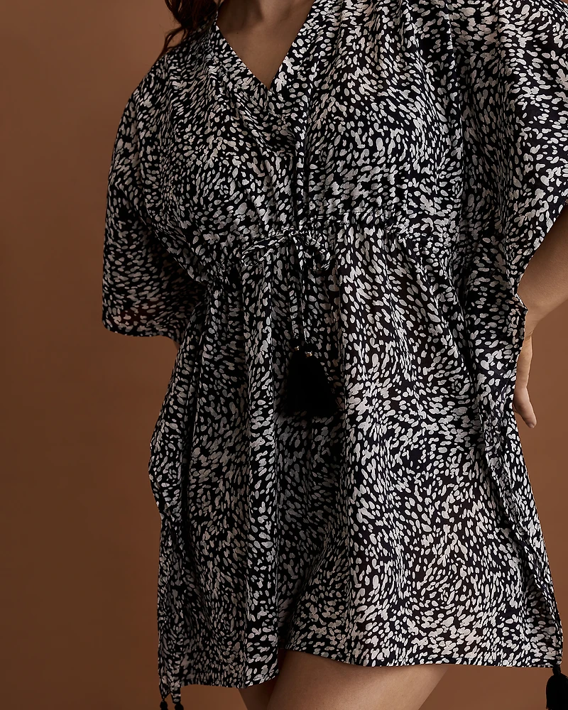 Asymmetric Caftan with Tassels