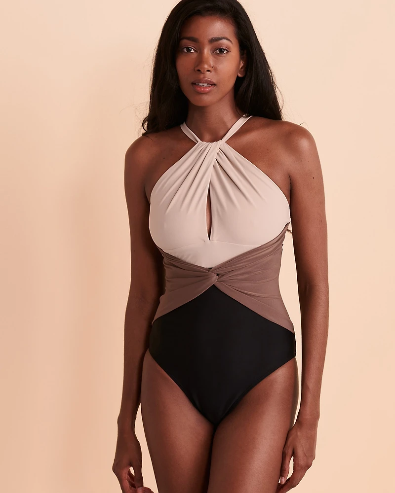 SOLID ESSENTIALS High Neck One-piece Swimsuit