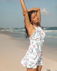 Haut tankini encolure haute White Tropical