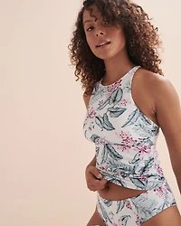 Haut tankini encolure haute White Tropical