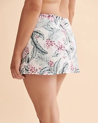 White Tropical Skirt Bikini Bottom