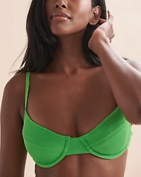 Haut de bikini plongeant Peppermint Ribbed