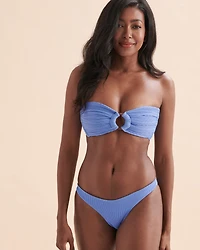 Breezy Blue Ribbed Cheeky Bikini Bottom