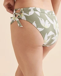 Bas de bikini noué aux hanches vert floral