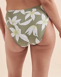 Green Floral High Waist Bikini Bottom