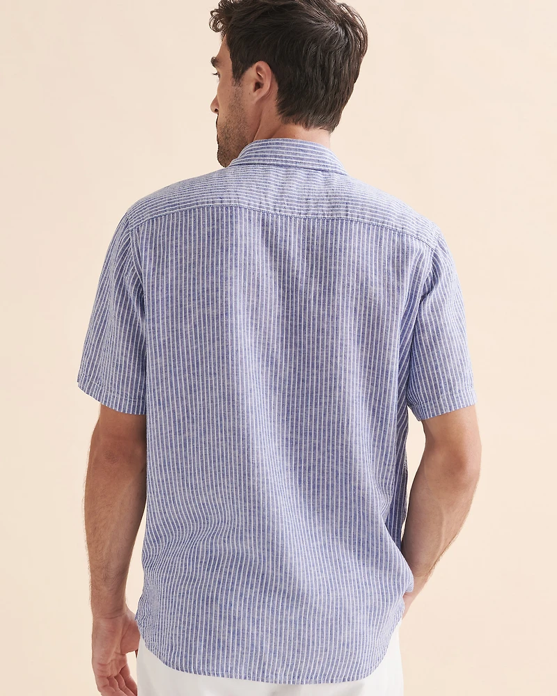 Chemise rayée manches courtes en lin