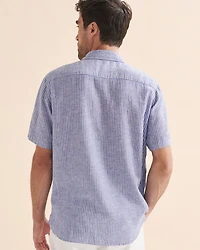 Chemise rayée manches courtes en lin