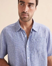 Chemise rayée manches courtes en lin